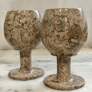 Vintage fossil stone chalice. 2x